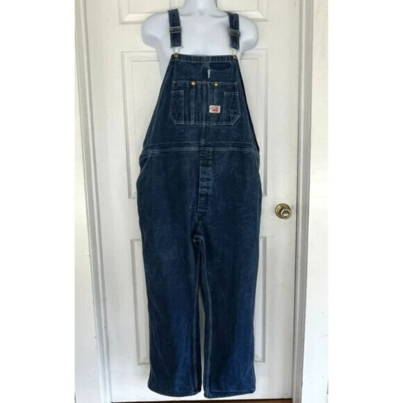 Round House Carpenter Bib Overalls 50x30 Button Fly Farm Ranch Workwear (C) - Picture 1 of 16